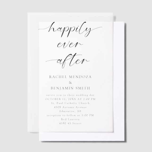 Invitations En Vélin Minimal heureux jamais après Mariage (Compenser)