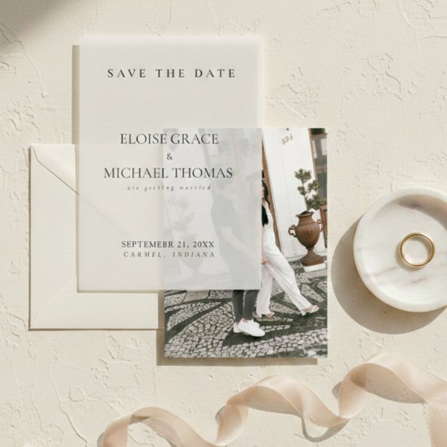 Invitations En Vélin Minimalist Classic Wedding Save The Date  (Minimalist Classic Wedding Save The Date Vellum Invitations)