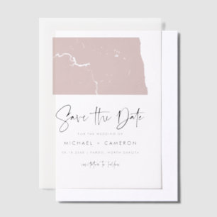 Invitations En Vélin Minimaliste du Dakota du Nord rose vif Enregistrer