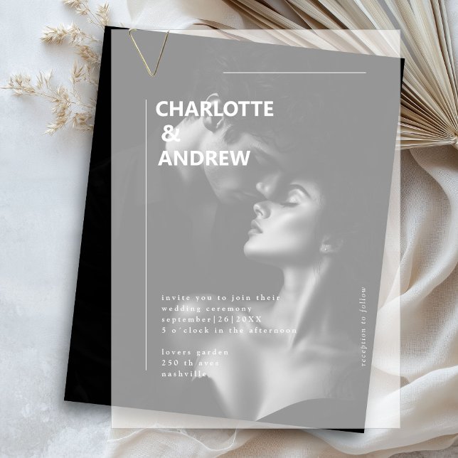 Invitations En Vélin minimaliste, moderne, Mariage, (Minimal, Modern, Wedding, Vellum Invitations)