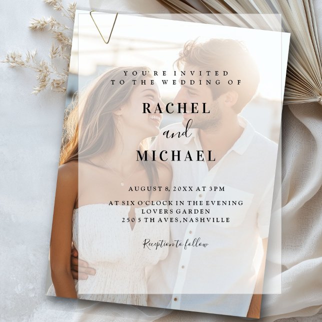 Invitations En Vélin minimaliste, moderne, Mariage, (Minimal, Modern, Wedding, Vellum Invitations)
