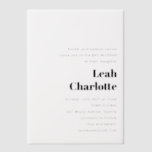 Invitations En Vélin Minimaliste moderne noir blanc Bat mitzvah simple<br><div class="desc">Célébrez cette étape spéciale avec une invitation à la superposition de vellum Bat mitzvah minimaliste et moderne. Conçue pour des célébrations élégantes et sophistiquées, cette superposition transparente ajoute un effet chic superposé à une invitation arrière - plan (vendue séparément). Doté d'un mélange de texte sans serif délicat et de typographie...</div>