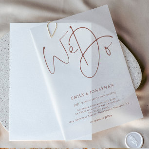 Invitations En Vélin Minimaliste Nous faisons Moderne Brown Script Mari