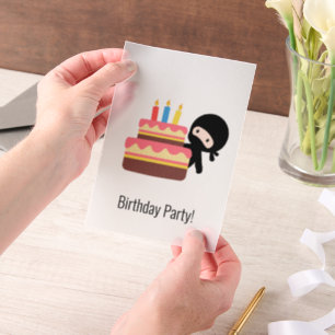 Invitations En Vélin Minuscule Ninja Derrière Anniversaire Gâteau Inser