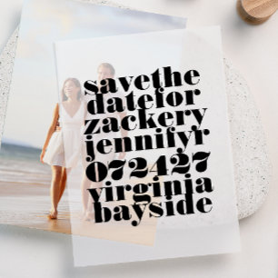 Invitations En Vélin Modern Bold Black Scripti Enregistrer La Date