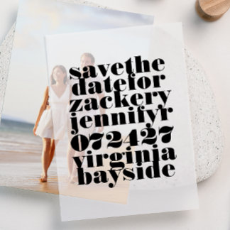 Invitations En Vélin Modern Bold Black Scripti Enregistrer La Date