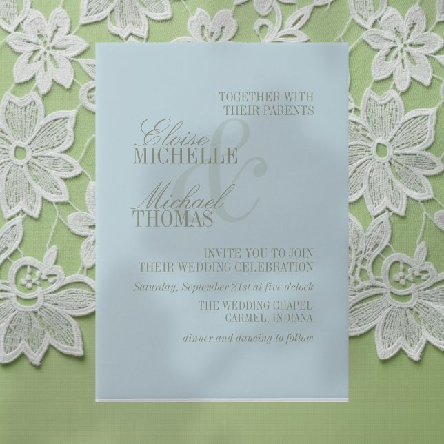 Invitations En Vélin Modern Script Citrus Blue Formal Wedding (Invite guest to your big day with this Modern Script Citrus Blue Formal Wedding Vellum Invitations! )