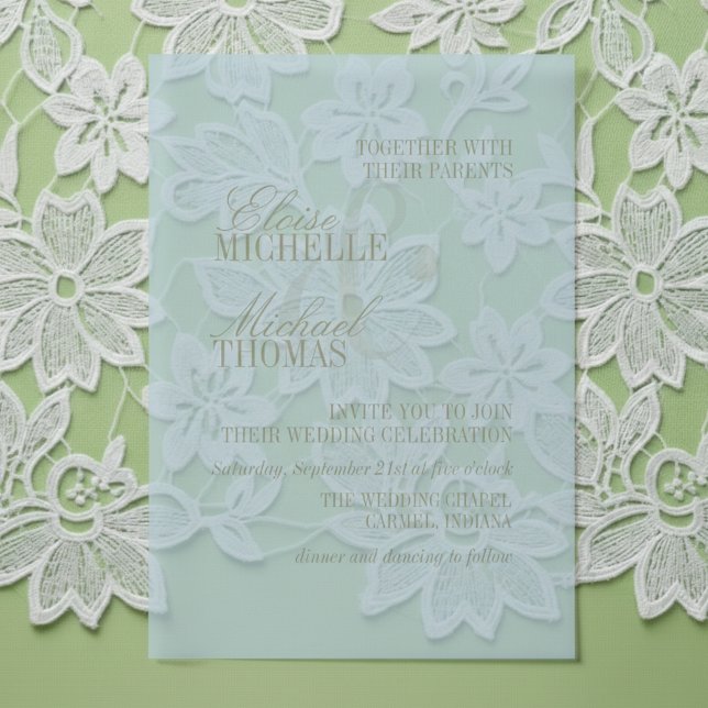 Invitations En Vélin Moderne Calligraphie Citron Bleu Mariage Formel (Modern Script Citrus Blue Formal Wedding Vellum Invitations)