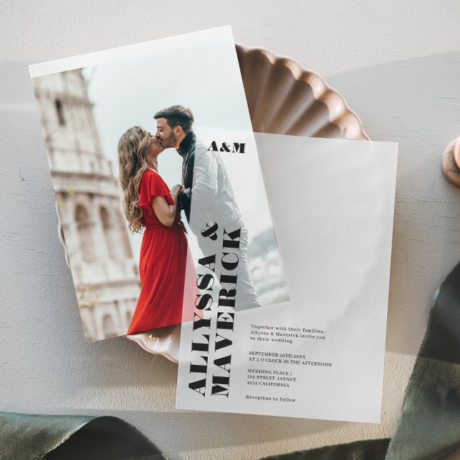 Invitations En Vélin Moderne simple Bold Mariage de typographie noire (Modern Simple Bold Black Typography Wedding Vellum Invitations)