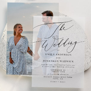 Invitations En Vélin Moderne Simple Calligraphie Mariage Noir
