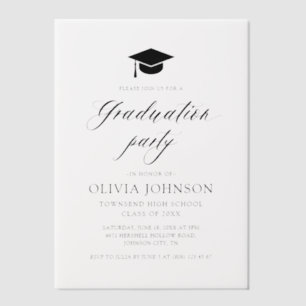 Invitations En Vélin Moderne Simple Minimaliste Photo Graduation Party