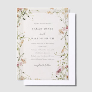 Invitations En Vélin Moelleux Pastel Blush Meadow Aquarelle Mariage Flo