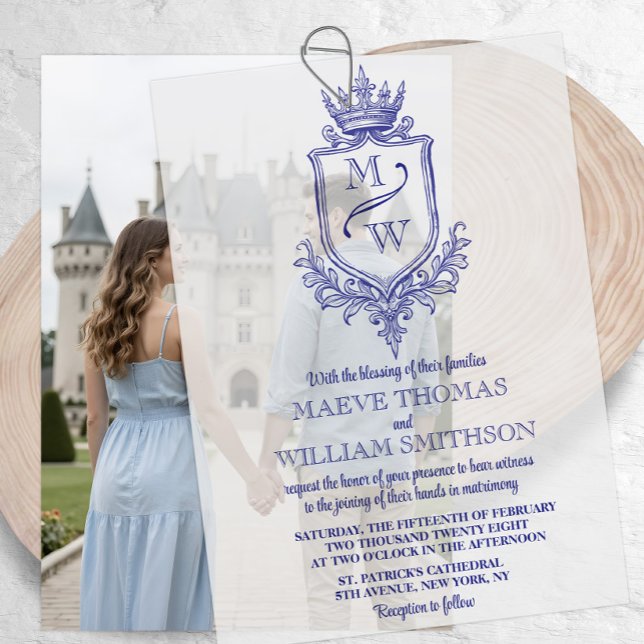 Invitations En Vélin Monogramme de la crête royale médiévale pour super (Créateur téléchargé)
