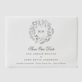 Invitations En Vélin Monogramme Floral Classique De Wreath Enregistrer