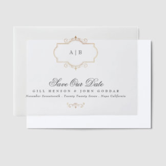 Invitations En Vélin monographie classique en or monogramme formel enre