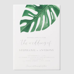 Invitations En Vélin Monstère tropicale verte Feuille Mariage d'été