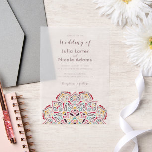 Invitations En Vélin Motif de mandala géométrique classique pour mariag