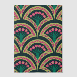 Invitations En Vélin Motif de ventilateur floral rose et vert