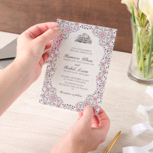 Invitations En Vélin Motif marocain Bijou Treillis Islamique Foil Invit