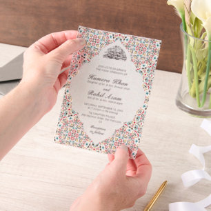 Invitations En Vélin Motif marocain Bijou Treillis Islamique Foil Invit