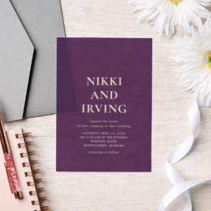 Invitations En Vélin Nikki Purple Mariage moderne