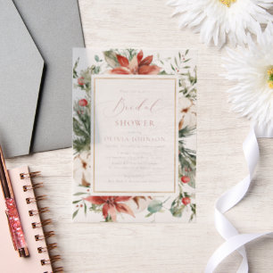 Invitations En Vélin Noël hiver Rouge or Fête des mariées verte