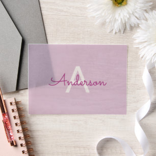Invitations En Vélin Nom de script & monogramme Magenta & Violet clai