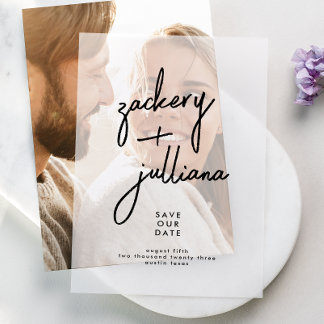 Invitations En Vélin NOMS Modernes Et Élégants Sauvegardez Le Mariage D