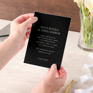 Invitations En Vélin Olga Black Mariage moderne