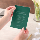 Invitations En Vélin Olga Emerald Green Mariage moderne<br><div class="desc">Invitations de mariage modernes avec un design propre et simple avec des polices audacieuses.</div>