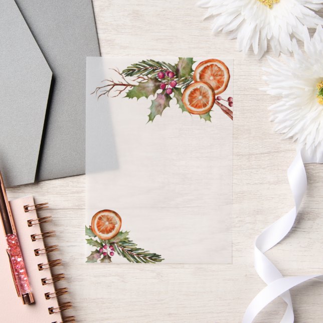 Invitations En Vélin Orange botanique d'épices de Noël (Mariage)