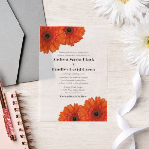 Invitations En Vélin Orange Gerbera Gerber Daisy Flower Mariage