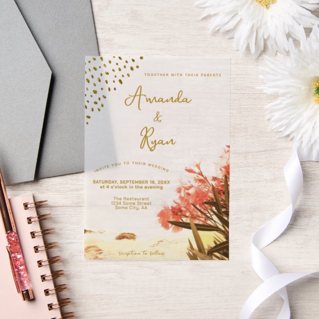 Invitations En Vélin Orange Oleander Flowers Mariage de Parties scintil (Mariage)