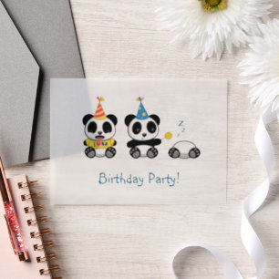Invitations En Vélin Pandas mignon fête d'anniversaire Insertion