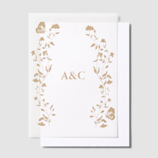 Invitations En Vélin Papillon Mariage Vellum Overlay Golden
