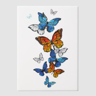 Invitations En Vélin Papillons volants Morpho et Monarch