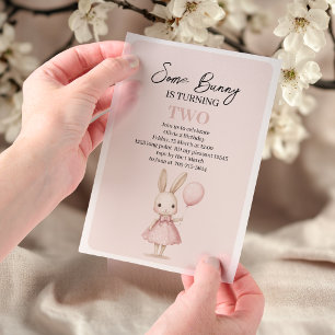 Invitations En Vélin Pâques Pink Pastel "Un lapin"