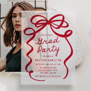 Invitations En Vélin Parti de graduation de la Bow rouge moderne