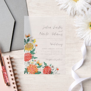 Invitations En Vélin Pastel Spring Dahlia Fleur sauvage Mariage de cour