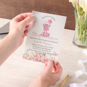 Invitations En Vélin Pétales florales roses et Fête des mariées de pour
