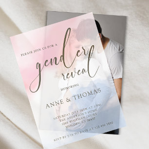 Invitations En Vélin Pink Blue Pastel Fête de la Révélation de genre