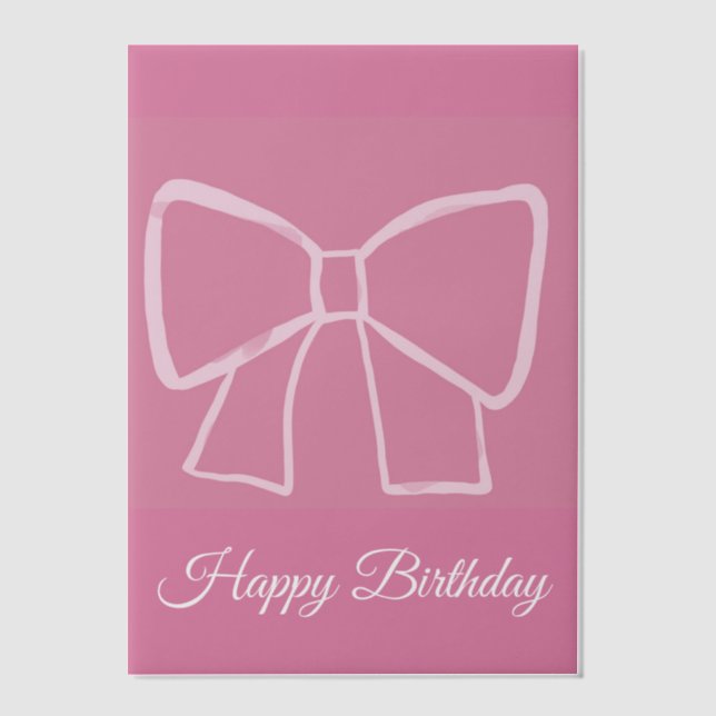 Invitations En Vélin Pink Bow Joyeux anniversaire - (Recto)