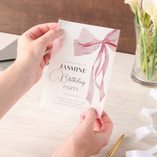 Invitations En Vélin Pink Bows tendance Fille Anniversaire