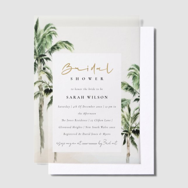 Invitations En Vélin Plage tropicale palmiers aquarelle Baby Shower (Compenser)