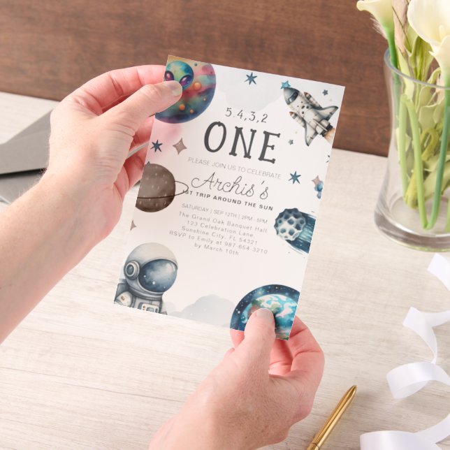 Invitations En Vélin Premier voyage autour de l'Anniversaire des astron (Ordinateur de poche)