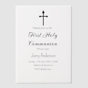 Invitations En Vélin Première communion sacrée catholique simple QR min