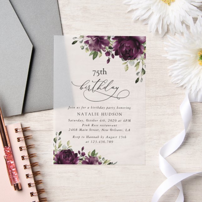 Invitations En Vélin Purple Flowers, Plum Flowers, Boho, Birthday (Mariage)