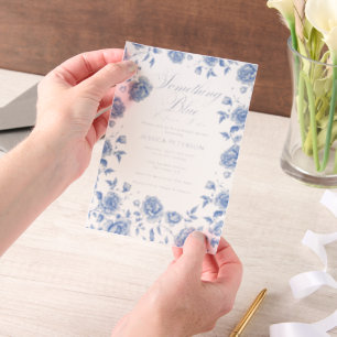Invitations En Vélin Quelque chose de bleu Elegant Fête des mariées Chi
