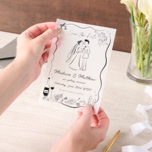 Invitations En Vélin Quirky Hand Drawn Doodles Wedding Enregistrer la d