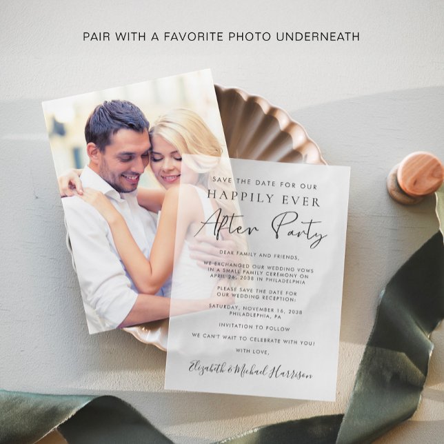 Invitations En Vélin Réception de mariage Enregistrer la date (Elevate your wedding reception save the dates with the timeless beauty of vellum overlays)